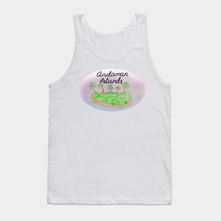 Andaman Islands watercolor Island travel, beach, sea and palm trees. Holidays and rest, summer and relaxation Tank Top